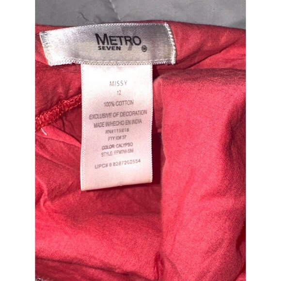 Womens coral tiered  Maxi Skirt With Embellished Waistband By Metro 7 Size 12 10 - Picture 3 of 8